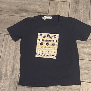 Navy Blue Kids Shirt with Embroidered Design